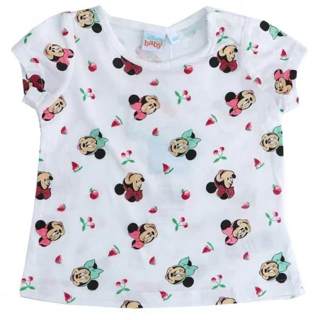 Disney Baby Βρεφικό Κοντομάνικο Μπλουζάκι Minnie Mouse – Λευκό με Fruit Print (UE0040) - Κοντομάνικα μπλουζάκια