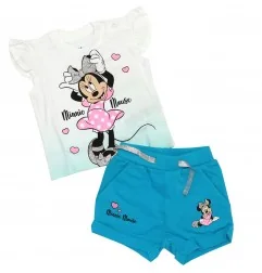 Disney Baby Βρεφικό Καλοκαιρινό Σετ Minnie Mouse – Ombre Μπλουζάκι με Βολάν & Τυρκουάζ Σορτσάκι (DIS MF 51 12 9614) - Καλοκαι...