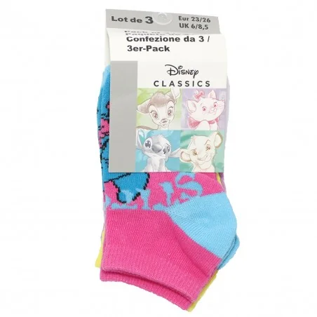 Disney Lilo & Stitch παιδικές κοντές κάλτσες σετ 3 ζευγάρια (EX0653)