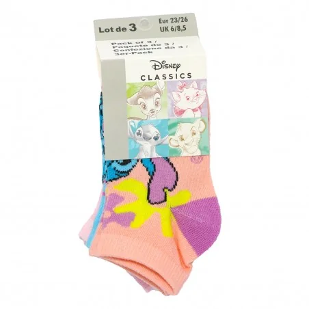 Disney Lilo & Stitch παιδικές κοντές κάλτσες σετ 3 ζευγάρια (EX0653 peach)