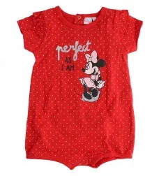 Disney Baby Βρεφικό Καλοκαιρινό Φορμάκι Minnie Mouse "Perfect As I Am" – Κόκκινο Πουά με Βολάν (UE0056 RED) - Καλοκαιρινά φορ...