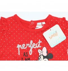 Disney Baby Βρεφικό Καλοκαιρινό Φορμάκι Minnie Mouse "Perfect As I Am" – Κόκκινο Πουά με Βολάν (UE0056 RED) - Καλοκαιρινά φορ...