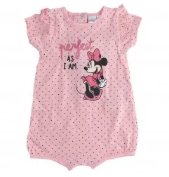 Disney Baby Βρεφικό Καλοκαιρινό Φορμάκι Minnie Mouse "Perfect As I Am" – Ροζ Πουά με Βολάν (UE0056) - Καλοκαιρινά φορμάκια