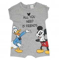 Disney Baby Βρεφικό Καλοκαιρινό Φορμάκι Mickey Mouse & Donald Duck – Γκρι Μελανζέ (EV0071 GREY) - Καλοκαιρινά φορμάκια