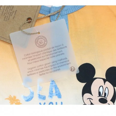 Disney Baby Mickey Mouse Βρεφικό καλοκαιρινό φορμάκι για αγόρια - οργανικό βαμβάκι (EV0004.BIO ORANGE)