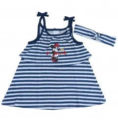 Βρεφικό Βαμβακερό Φόρεμα Disney Baby Minnie Mouse με Ασορτί Κορδέλα - Navy Ριγέ (ΕΤ0079 NAVY) - Φορέματα & Φούστες