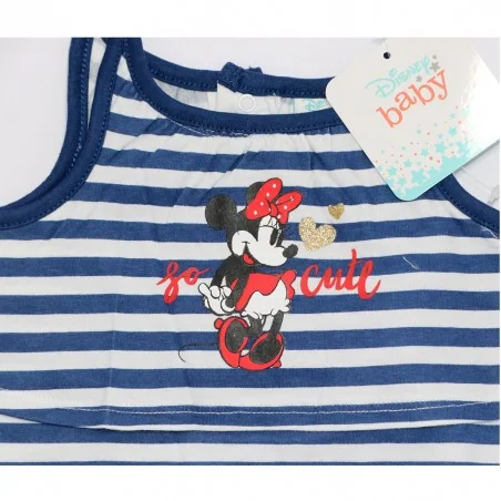 Βρεφικό Βαμβακερό Φόρεμα Disney Baby Minnie Mouse με Ασορτί Κορδέλα - Navy Ριγέ (ΕΤ0079 NAVY)