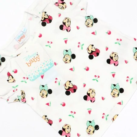 Disney Baby Βρεφικό Κοντομάνικο Μπλουζάκι Minnie Mouse – Λευκό με Fruit Print (UE0040)