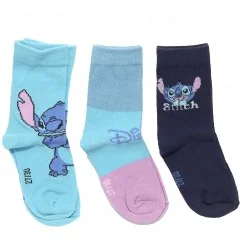 Disney Lilo & Stitch Παιδικές κάλτσες για κορίτσια σετ 3 ζευγάρια (XH0652Blue) - Κάλτσες κανονικές κορίτσι