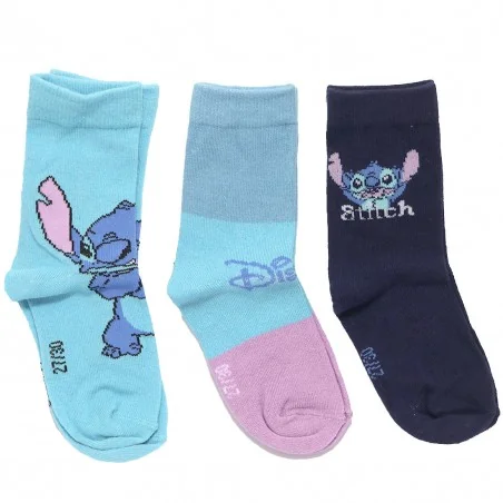 Disney Lilo & Stitch Παιδικές κάλτσες για κορίτσια σετ 3 ζευγάρια (XH0652Blue) - Κάλτσες κανονικές κορίτσι