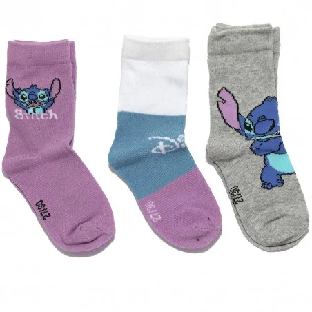 Disney Lilo & Stitch Παιδικές κάλτσες για κορίτσια σετ 3 ζευγάρια (XH0652lila) - Κάλτσες κανονικές κορίτσι