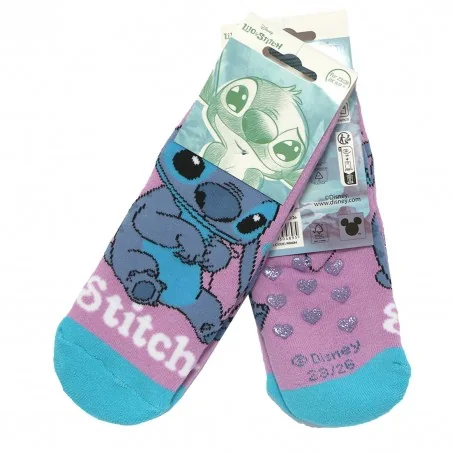 Disney Lilo & Stitch Παιδικές Αντιολισθητικές Κάλτσες πετσετέ για κορίτσια (XH0602 purple) - Κάλτσες χειμωνιάτικες - αντιολισ...