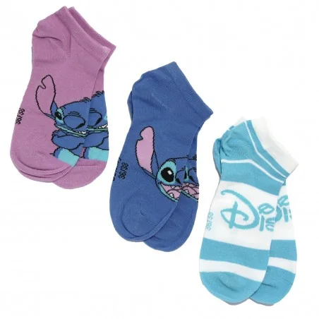 Disney Lilo & Stitch γυναικείες κοντές κάλτσες σετ 3 ζευγάρια (XH39003 Purple) - Γυναικείες Κάλτσες