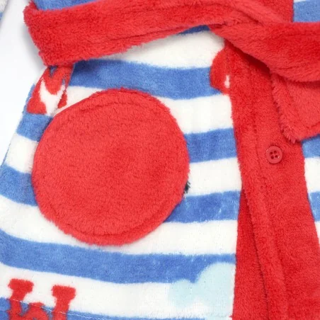 Disney Baby Mickey Mouse Βρεφική Ρόμπα Coral Fleece με Ρίγες & Κόκκινες Λεπτομέρειες (190 GSM)(XH0328 Red)