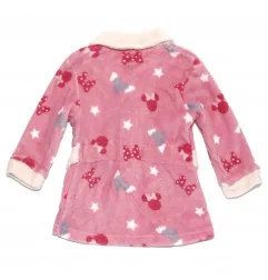 Disney Baby Minnie Mouse Βρεφική Ρόμπα Coral Fleece με Κουκούλα & Ζώνη - Ροζ Εμπριμέ (190 GSM) (XH0329 Pink)