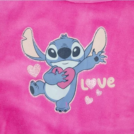 Disney Lilo & Stitch Βρεφικό Βελούδινο Φορμάκι με Κεντημένο Σχέδιο "Love" (XH0354 Fushia)
