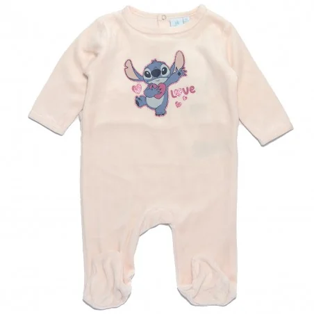 Disney Lilo & Stitch Βρεφικό Βελούδινο Φορμάκι με Κεντημένο Σχέδιο "Love" (XH0354 L.Pink) - Φορμάκια χειμωνιάτικα (βελουτέ, f...