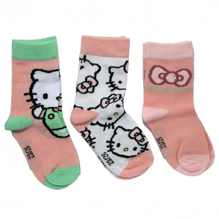 Hello Kitty Παιδικές κάλτσες για κορίτσια σετ 3 ζευγάρια (XH0674Pink) - Κάλτσες κανονικές κορίτσι
