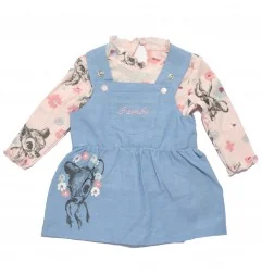 Disney Baby Bambi Βρεφικό Σετ 2 Τεμαχίων: Τζιν-στυλ Φορεματάκι & Μακρυμάνικη Μπλούζα - 100% Cotton (DIS B 51 12 C433) - Χειμω...