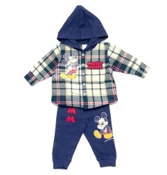 Disney Baby Mickey Mouse Βρεφικό Σετ 3 Τεμαχίων με Καρό Πουκάμισο Φανέλα & Παντελόνι (DIS MFB 51 12 C428) - Χειμωνιάτικα / επ...