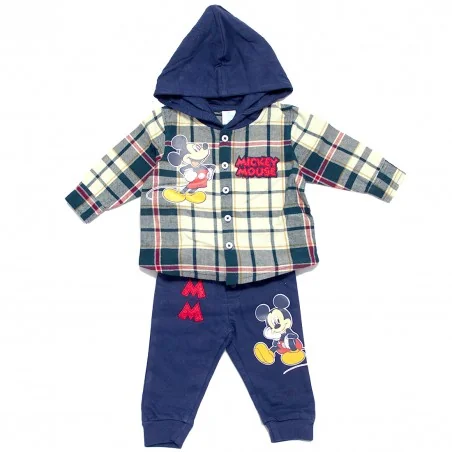Disney Baby Mickey Mouse Βρεφικό Σετ 3 Τεμαχίων με Καρό Πουκάμισο Φανέλα & Παντελόνι (DIS MFB 51 12 C428) - Χειμωνιάτικα / επ...