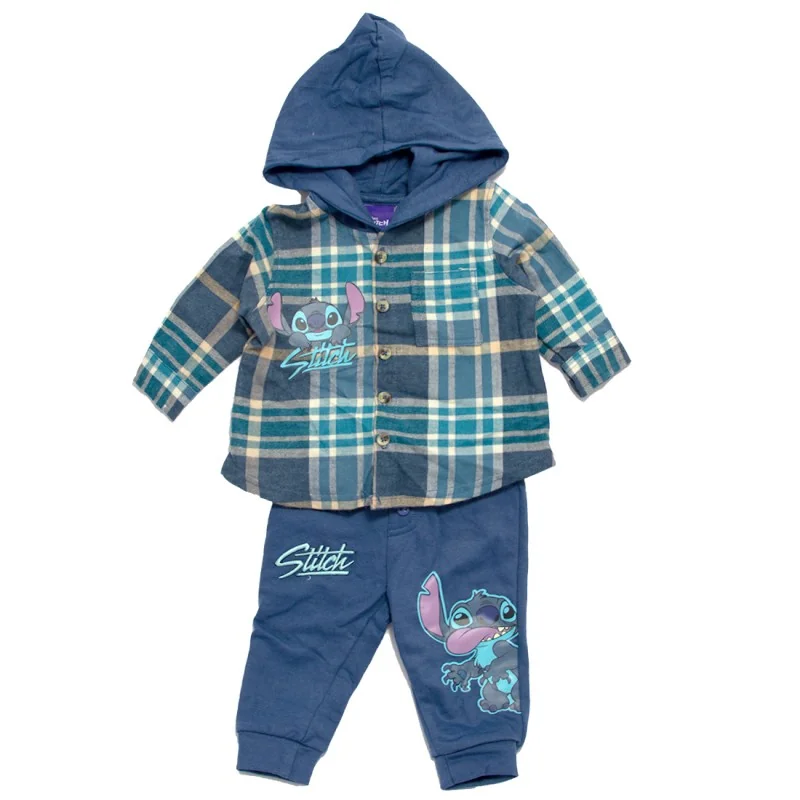 Disney Baby Lilo & Stitch Βρεφικό Σετ 3 Τεμαχίων με Καρό Πουκάμισο & Παντελόνι (DIS LIS 51 12 C429)
