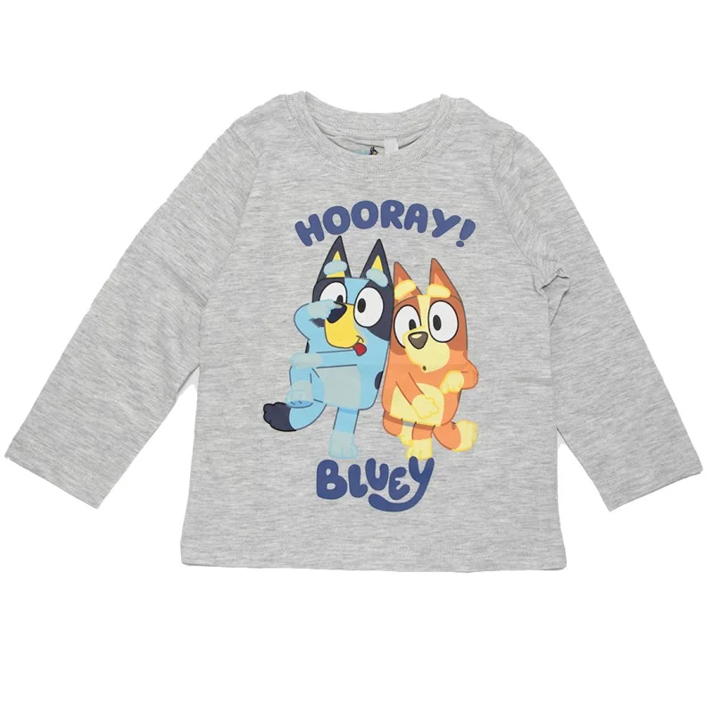 Παιδική Μακρυμάνικη Μπλούζα Bluey "Hooray!" – Βαμβακερή (Γκρι Μελανζέ) (BL 52 02 226 grey)