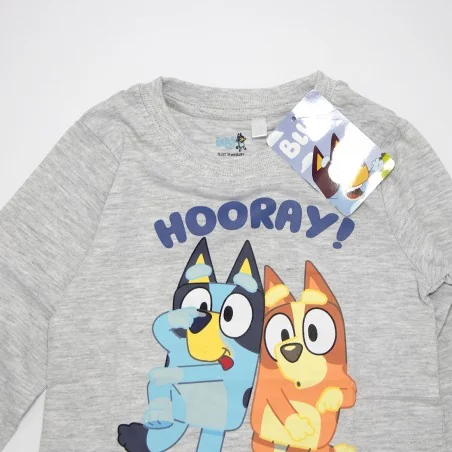 Παιδική Μακρυμάνικη Μπλούζα Bluey "Hooray!" – Βαμβακερή (Γκρι Μελανζέ) (BL 52 02 226 grey)