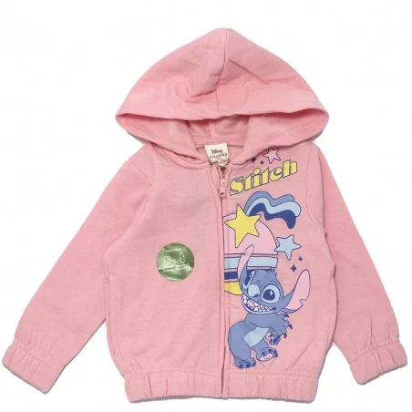 Disney Lilo & Stitch παιδική ζακέτα φούτερ με κουκούλα για κορίτσια (XH1250 Pink) - Ζακέτες