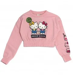 Hello Kitty παιδική κοντή μπλούζα φούτερ για κορίτσια (XH1235Pink) - Μπλούζες φούτερ