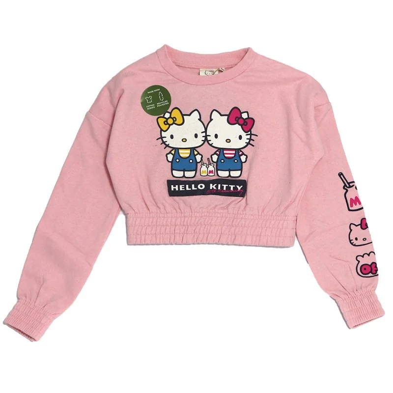 Hello Kitty παιδική κοντή μπλούζα φούτερ για κορίτσια (XH1235Pink) Hello Kitty παιδική κοντή μπλούζα φούτερ για κορίτσια (XH1235Pink)
