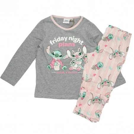 Disney Lilo & Stitch Παιδική βαμβακερή πιτζάμα για κορίτσια (HY20101GREY) - Χειμωνιάτικες / εποχιακές πιτζάμες