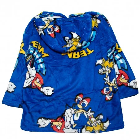 Sonic Παιδική Κουβέρτα- Μπλούζα fleece coral με μανίκια και κουκούλα (AYM071825)