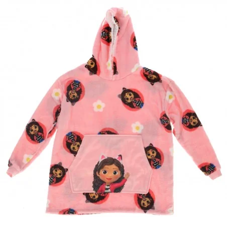Gabby's Dollhouse Παιδική Κουβέρτα- Μπλούζα fleece coral με μανίκια και κουκούλα (23APKIGIONEGDH002) - Παιδικές Ρόμπες