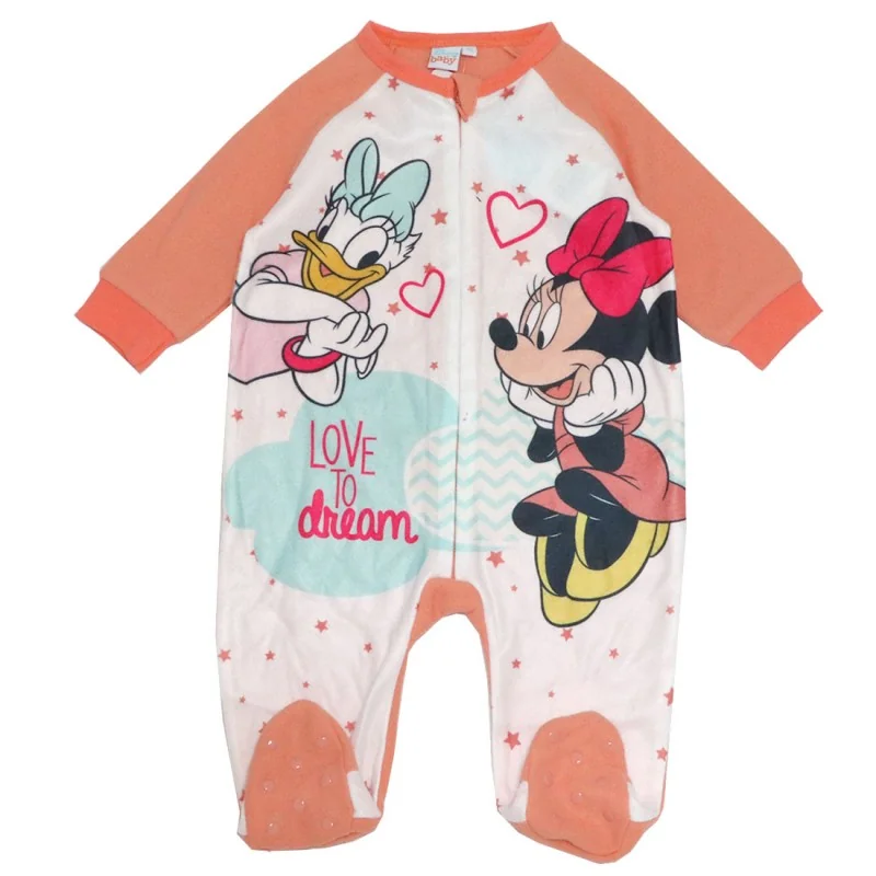Βρεφική Ολόσωμη Φόρμα Minnie Mouse & Daisy Duck "Love to Dream" – Ζεστό Polar Fleece (VH0342 apricot)