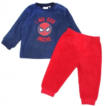 Βρεφική Πυτζάμα Spiderman "Born Amazing" – Ζεστό Polar Fleece (XH0324 Navy) - Πιτζάμες