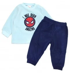 Βρεφική Πυτζάμα Spiderman "I Was Born Amazing" – Ζεστό Polar Fleece(XH0324 Blue) - Πιτζάμες