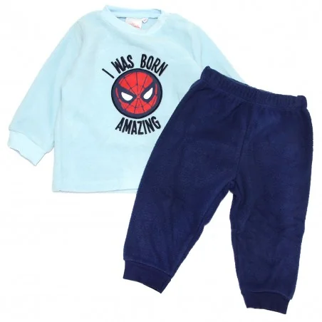 Βρεφική Πυτζάμα Spiderman "I Was Born Amazing" – Ζεστό Polar Fleece(XH0324 Blue) - Πιτζάμες