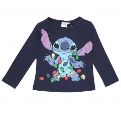 Disney Lilo & Stitch Χριστουγεννιάτικο Μπλουζάκι Για Κορίτσια (XH1375 Navy) - Χριστουγεννιάτικα