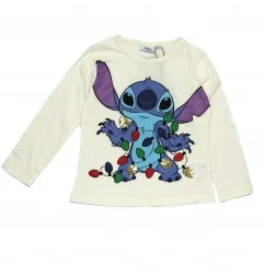 Disney Lilo & Stitch Χριστουγεννιάτικο Μπλουζάκι Για Κορίτσια (XH1375 ecru) - Χριστουγεννιάτικα