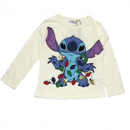 Disney Lilo & Stitch Χριστουγεννιάτικο Μπλουζάκι Για Κορίτσια (XH1375 ecru) - Χριστουγεννιάτικα