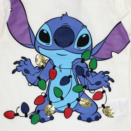 Disney Lilo & Stitch Χριστουγεννιάτικο Μπλουζάκι Για Κορίτσια (XH1375 ecru)
