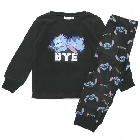 Disney Lilo & Stitch Παιδική πιτζάμα Polar Fleece για κορίτσια (XH70465BLACK) - Χειμωνιάτικες / εποχιακές πιτζάμες