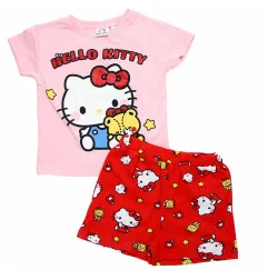 Hello Kitty Παιδική Βαμβακερή Καλοκαιρινή Πιτζάμα Για Κορίτσια (EZ20079.pink) - Πιτζάμες Καλοκαιρινές