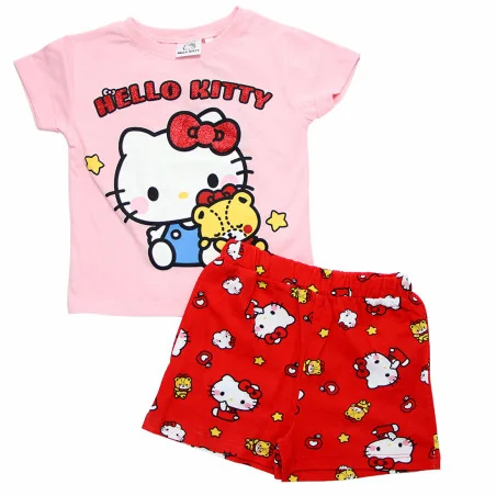 Hello Kitty Παιδική Βαμβακερή Καλοκαιρινή Πιτζάμα Για Κορίτσια (EZ20079.pink) - Πιτζάμες Καλοκαιρινές