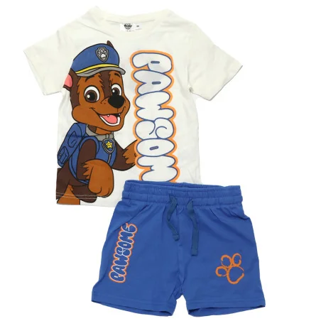 Παιδικό καλοκαιρινό Σετ Paw Patrol "Pawsome" με τον Chase – Λευκό/Μπλε -100% Βαμβακερό (YE10135ECRU) - Καλοκαιρινά Σετ