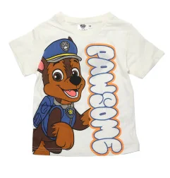 Παιδικό καλοκαιρινό Σετ Paw Patrol "Pawsome" με τον Chase – Λευκό/Μπλε -100% Βαμβακερό (YE10135ECRU) - Καλοκαιρινά Σετ