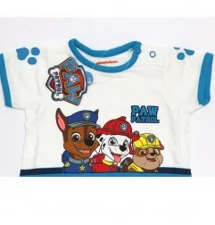 Βρεφικό Καλοκαιρινό Φορμάκι Paw Patrol – Λευκό/Μπλε Ριγέ με Chase, Marshall & Rubble (PAW 51 05 1511 1 White) - Καλοκαιρινά φ...