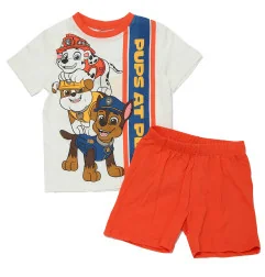 Παιδική Καλοκαιρινή Πιτζάμα Paw Patrol "Pups at Play" με Chase, Marshall & Rubble 100% Βαμβάκι (YE20071WHITE) - Πιτζάμες Καλο...