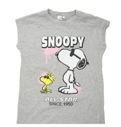 Γυναικείο Βαμβακερό Νυχτικό Snoopy "All Star" - Γκρι Μελανζέ (YE35050) - Γυναικεία νυχτικά